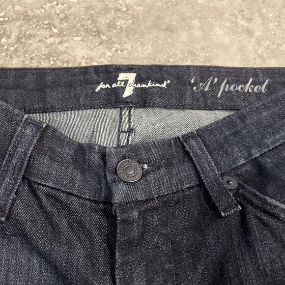 7 For All Mankind A Pocket Dark Wash Bootcut Low Rise Jeans W 28 x L 34 - Picture 5 of 10